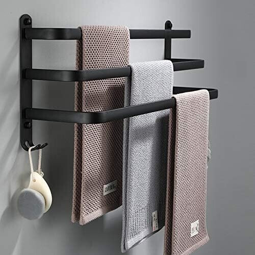 Porte-serviettes mural noir pour salle de bain/douche