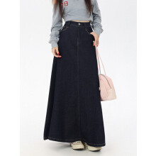 Vintage-Jeansrock in A-Linie für Damen, lässig, hoher Bund