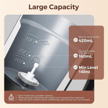 Mousseur à Lait Automatique 6 en 1, Mousseur à Lait Électrique et Cuiseur Vapeur 420 Ml, pour Latte, Mousse Froide, Yaourtière, Prise Européenne