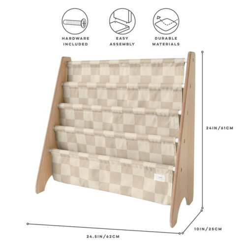 3 Sprouts - Kinderbibliothek Karomuster Beige - ELEMENTE FÜR KINDER 2