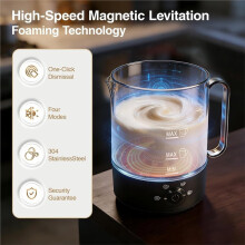 Moussisseur à Lait Électrique 4 en 1 (300 Ml), Mousseur à Lait Automatique Chaud et Froid pour Café Glacé et Lattes, Prise Européenne