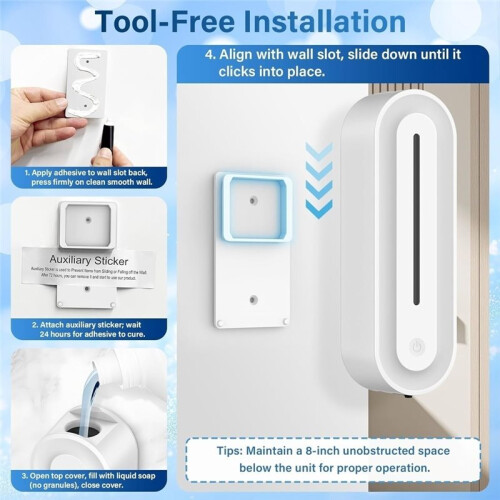 Automatic Soap Dispenser Wall Mount for Bathroom, 14.2oz Rechargeable Touchless Auto  Foaming Hand Soap Dispenser 2