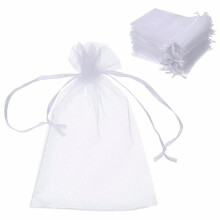 Encrypted white organza drawstring bags100pcs