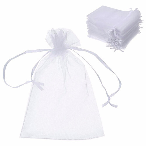 Encrypted white organza drawstring bags100pcs
