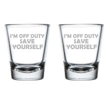 Set van 2 shotglaasjes, 50 ml, grappig 'Ik ben vrij'-ontwerp