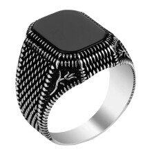 Fashion ring alloy black gem inlaid 1 piece