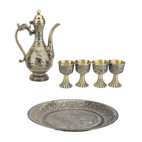 Service à thé turc de luxe, théière en bronze et 1