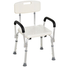 Adjustable Shower Chair with Backrest & Armrests for Elderly & Disabled, Height Adjustable Medical Bath Stool with Non-Slip Feet, 135kg Capacity