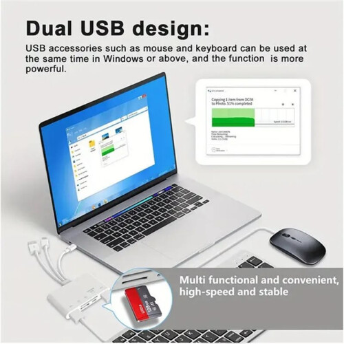 Three-Wire 5-in-1 Card Reader, Multi-Function OTG Converter, High-Speed Transmission Compatible for /Android/