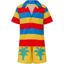 (M) Herren Merlin inspiriertes Freizeit Outfit mit Hemd und Shorts Set fuer Erwachsene Urlaub und Party
