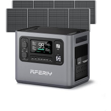 AFERIY 2800W 2048Wh Power Station with 2Pcs 200W Solar Panel, 220V-240V LiFePO4 Battery Backup,Expandable Capacity Solar Generator