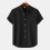 (Black, L) Men's Linen Summer Short Sleeve Button Shirt Solid Lapel Casual Top 1