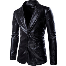 (Black, M) Gold Stamping Slim Fit Men's Casual Suit ZT-A11 Shiny
