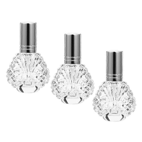 Perfume Atomizer Leakproof Sprayer Travel Refillable Bottle 3Pcs White Silver Cap 15ml 2