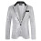 (Silver, S) Men's Sequin Blazer ZT-X61 Shiny Disco Jacket for Fall Winter 1
