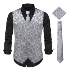 (SV15 Silver, XXL) Gilet jacquard Ă fleurs pour homme, veste disco automne-hiver