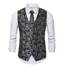 (SV01 Black, XXL) Gilet jacquard Ă fleurs pour homme, veste disco automne-hiver