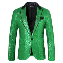 (Green, L) Blazer Ă sequins pour homme ZT-X61, veste disco brillante pour l'automne et l'hiver