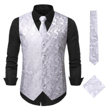 (Silver White, S) Gilet sans manches brodé pour homme, motif tournesol d'automne, ZT-LM01