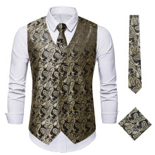 (Black Gold, 3XL) Gilet sans manches brodé pour homme, motif tournesol d'automne, ZT-LM01