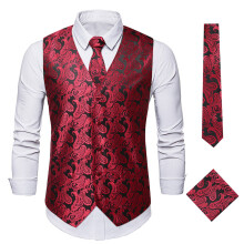 (Black Red, L) Gilet sans manches brodé pour homme, motif tournesol d'automne, ZT-LM01