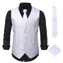 (White, 3XL) Męska jesienna kamizelka z haftem słonecznikowym ZT-LM01