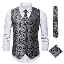 (Black Silver, 3XL) Gilet sans manches brodé pour homme, motif tournesol d'automne, ZT-LM01