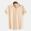 (Khaki, XL) Summer Men's Solid Short Sleeve Commuter Shirt Casual Outing 1
