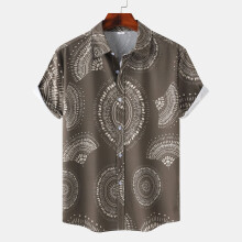 (C296, XXL) Camicia da uomo a maniche corte con stampa digitale a tema spiaggia tropicale.