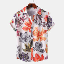 (C304, S) Chemise à manches courtes pour homme, imprimé numérique tropical de plage