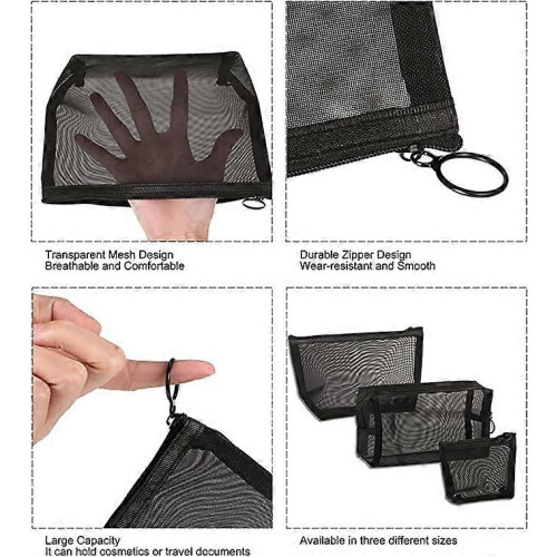 Storage Bag Mesh Pack Makeup Pouch Breathable Design Convenience Travel Case 1
