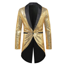 (Gold, XL) Costume smoking Ă un bouton pour homme, paillettes, automne-hiver, taille X49