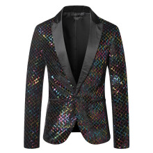 (Color, M) Veste de costume blazer d'automne colorée à sequins pour homme ZT-X50