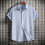 (Light Blue, L) Summer Men's Loose Solid Button Short-Sleeve Shirt Casual Top 1