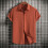 (Light Brown, M) Summer Men's Loose Solid Button Short-Sleeve Shirt Casual Top 1