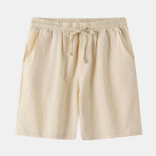 (Khaki, XXL) Pantaloncini da spiaggia casual da uomo in cotone e lino per primavera/estate, pantaloni slim fit alla moda in stile coreano.