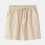 (Khaki, M) Herreshorts i retro-bomull og lin, sommer, ensfarget, elastisk, pluss-størrelse 1