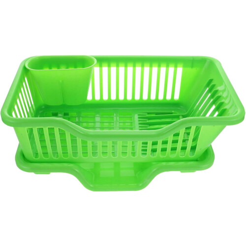 Plastic Dish Drying Rack with Drainboard and Cutlery Holder