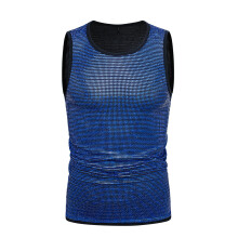 (Royal Blue, M) Men's Summer Shiny Simple Sleeveless Round Neck Vest T-Shirt ZT-YB05