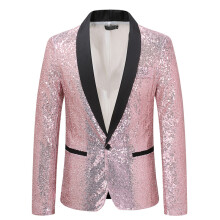 (Pink, XXL) Męski garnitur ze złotymi cekinami ZT-X35