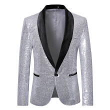 (Silver, L) Abito da uomo con paillettes dorate ZT-X35