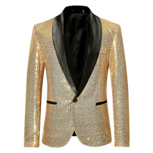 (Gold, L) Men's Spring Sequined Dance Suit, Plus Size Casual ZT-X35