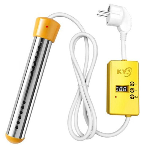 Chauffe-eau électrique portable de 2500 W, avec éléments chauffants.
