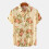 (C64-Khaki, M) Men's Floral Short Sleeve Button-Down Shirt 1