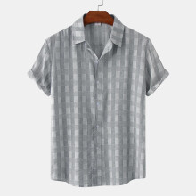 (C66, XL) Camicia da uomo a maniche corte con stampa floreale e bottoni