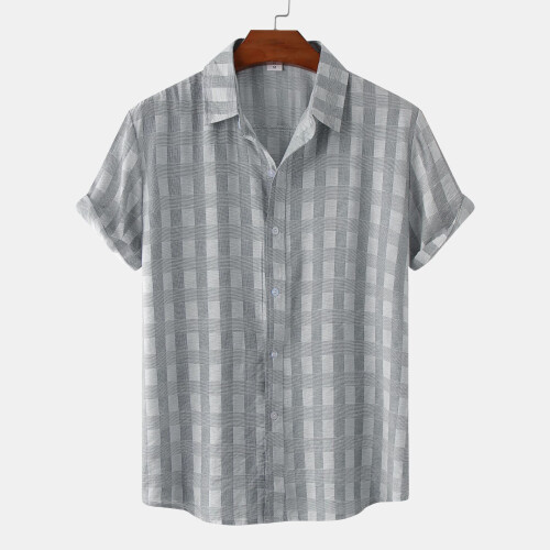 (C66, M) Men's Floral Short Sleeve Button-Down Shirt