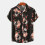 (C64-Black, M) Men's Floral Short Sleeve Button-Down Shirt 1