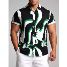(C249, L) Hawaiian Floral Men's Short Sleeve Shirt Size Floral Short Sleeve Shirt for Men