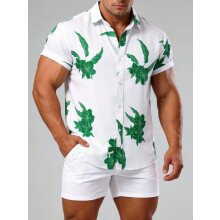 (C251, XL) Hawaiian Floral Men's Short Sleeve Shirt Size Floral Short Sleeve Shirt for Men