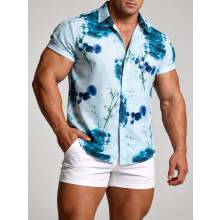 (C264, 2XL) Hawaiian Floral Men's Short Sleeve Shirt Size Floral Short Sleeve Shirt for Men